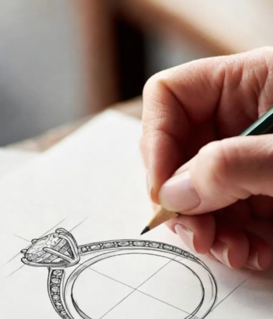 Hand sketching a custom ring design