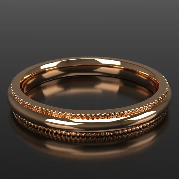 3mm ½ Round Milgrain in Rose Gold