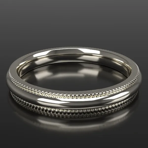 3mm ½ Round Milgrain in White Gold