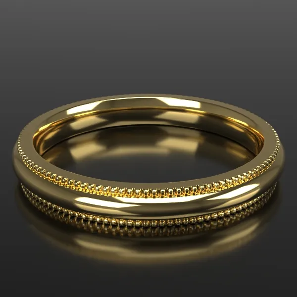 3mm ½ Round Milgrain in Yellow Gold