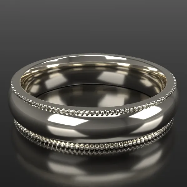 5mm ½ Round Milgrain in White Gold