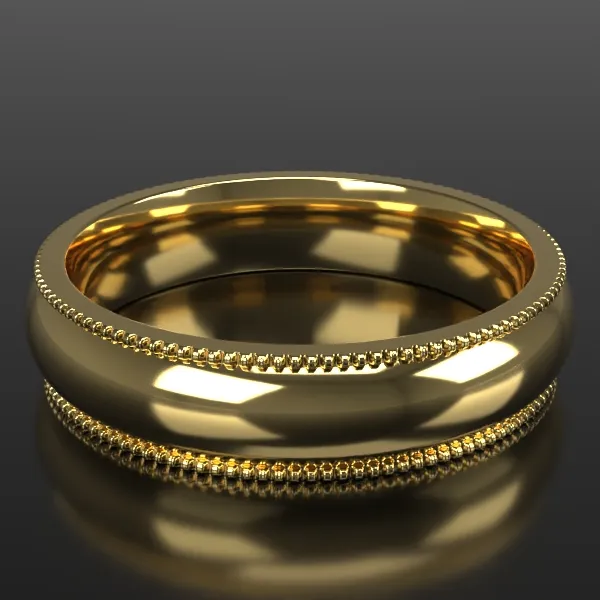 5mm ½ Round Milgrain in Yellow Gold