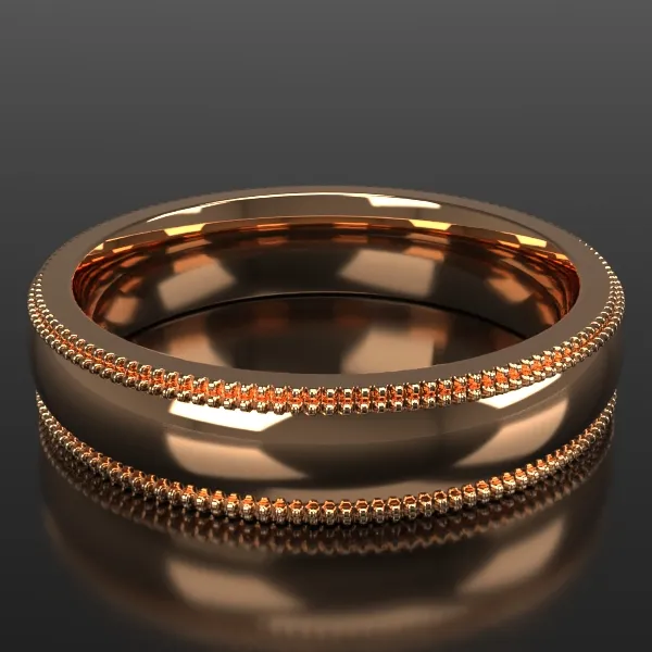 5mm ½ Round Double Milgrain in Rose Gold