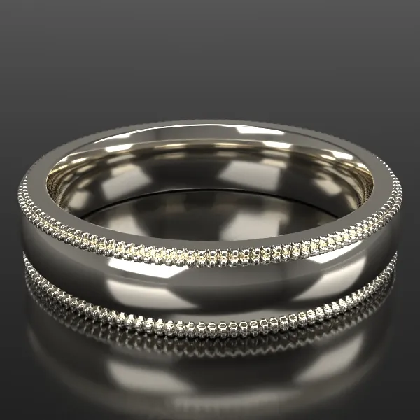 5mm ½ Round Double Milgrain in White Gold