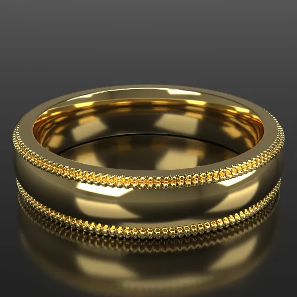 5mm ½ Round Double Milgrain in Yellow Gold