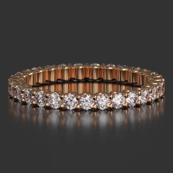 2.2 mm U-Shaped Shared Prong Eternity Band in Rose Gold