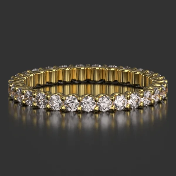 2.2 mm U-Shaped Shared Prong Eternity Band in Yellow Gold