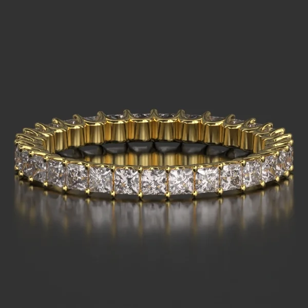 2.0 mm U-Shaped Shared Prong Eternity Band in Yellow Gold