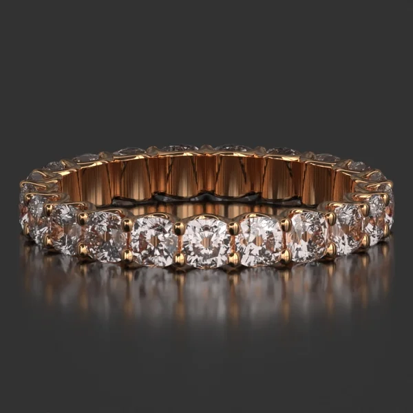 3 mm U-Shaped Shared Prong Eternity Band in Rose Gold