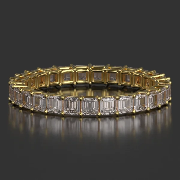 2.3 mm Basket Setting Shared Prong Eternity Band in Yellow Gold