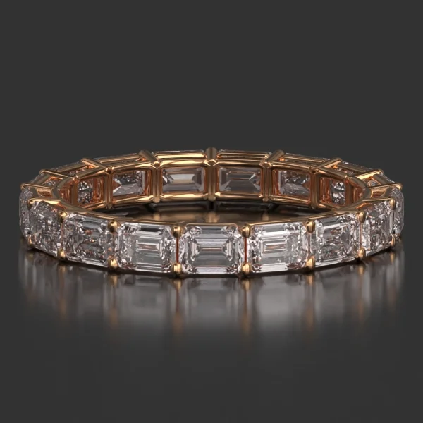 3.75 x 2.75 mm Basket Setting Shared Prong Eternity Band in Rose Gold