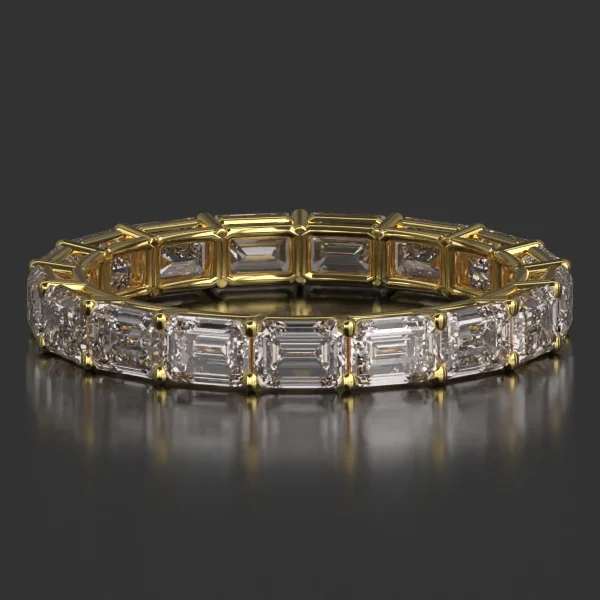 3.75 x 2.75 mm Basket Setting Shared Prong Eternity Band in Yellow Gold