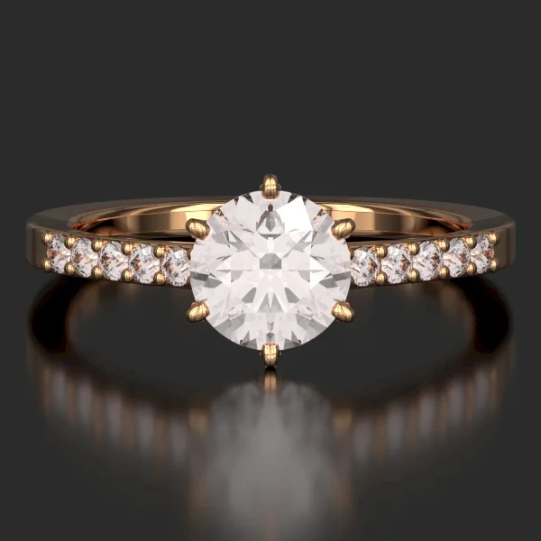 The Classic Surface Prong Set Ring with Lab-Grown Accent Diamonds in Rose Gold