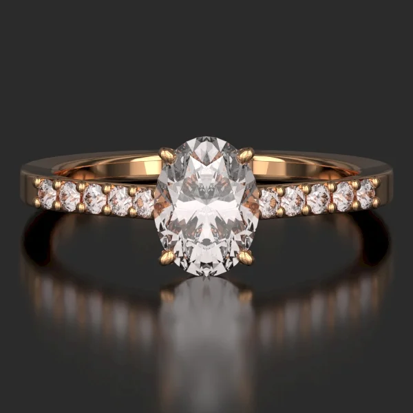 The Classic Surface Prong Set Ring with Lab-Grown Accent Diamonds in Rose Gold