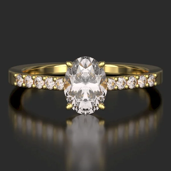 The Classic Surface Prong Set Ring with Lab-Grown Accent Diamonds in Yellow Gold