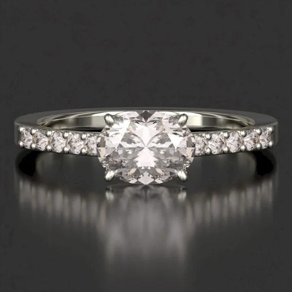 The Classic Surface Prong Set Ring with Lab-Grown Accent Diamonds in White Gold