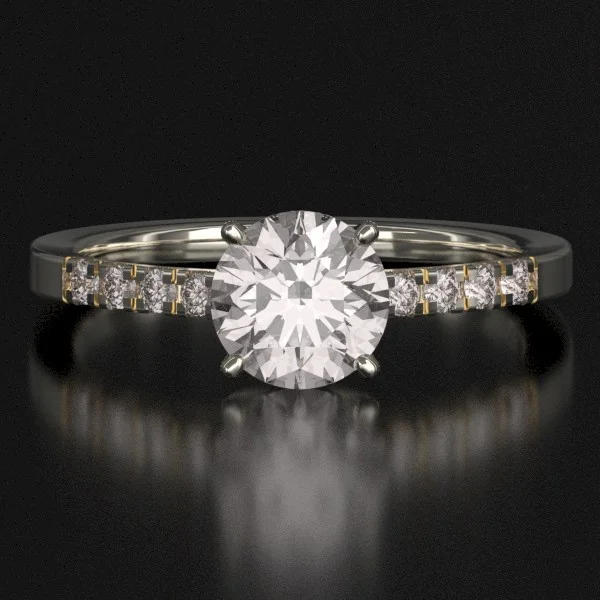 The Classic French Pave Ring with Lab-Grown Accent Diamonds in White Gold