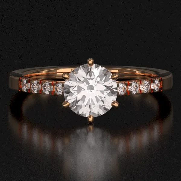 The Classic French Pave Ring with Lab-Grown Accent Diamonds in Rose Gold