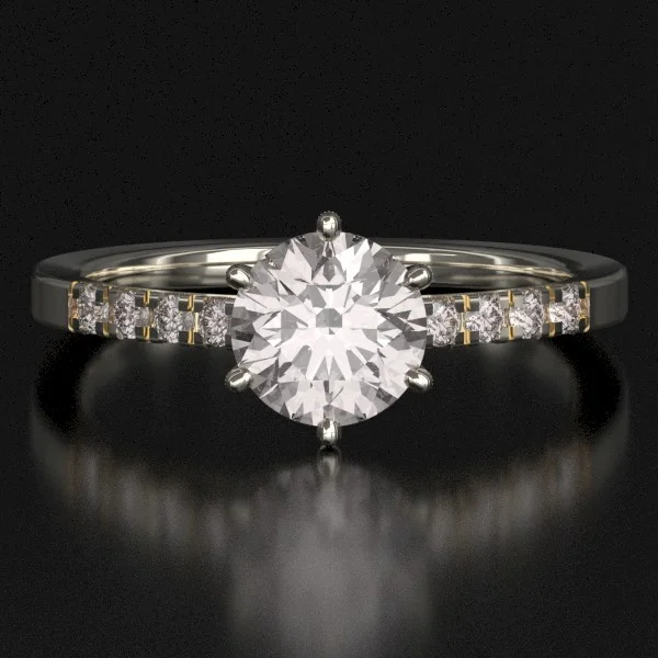 The Classic French Pave Ring with Lab-Grown Accent Diamonds in White Gold