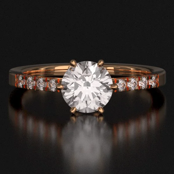 The Classic French Pave Ring with Lab-Grown Accent Diamonds in Rose Gold
