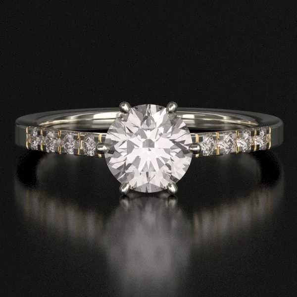 The Classic French Pave Ring with Lab-Grown Accent Diamonds in White Gold