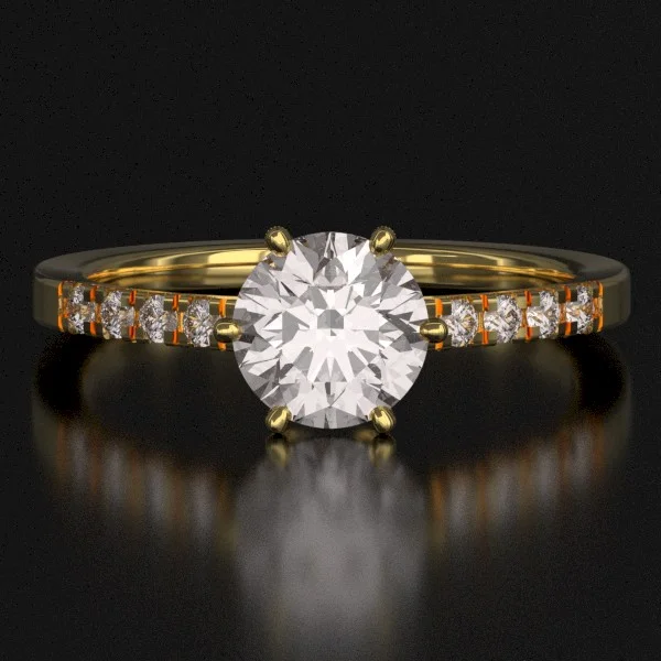 The Classic French Pave Ring with Lab-Grown Accent Diamonds in Yellow Gold