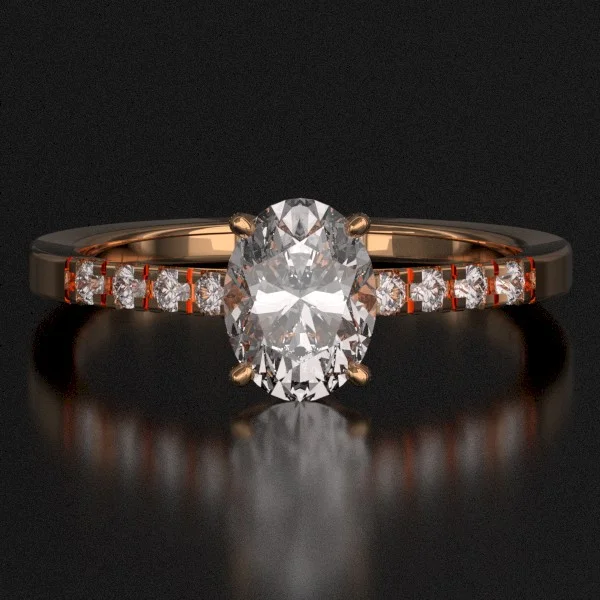 The Classic French Pave Ring with Lab-Grown Accent Diamonds in Rose Gold