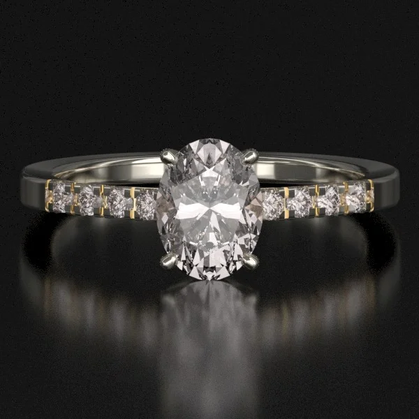 The Classic French Pave Ring with Lab-Grown Accent Diamonds in White Gold