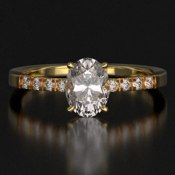 The Classic French Pave Ring with Lab-Grown Accent Diamonds in Yellow Gold