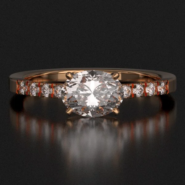 The Classic French Pave Ring with Lab-Grown Accent Diamonds in Rose Gold