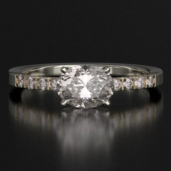 The Classic French Pave Ring with Lab-Grown Accent Diamonds in White Gold
