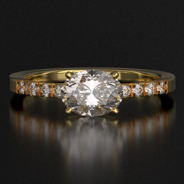 The Classic French Pave Ring with Lab-Grown Accent Diamonds in Yellow Gold