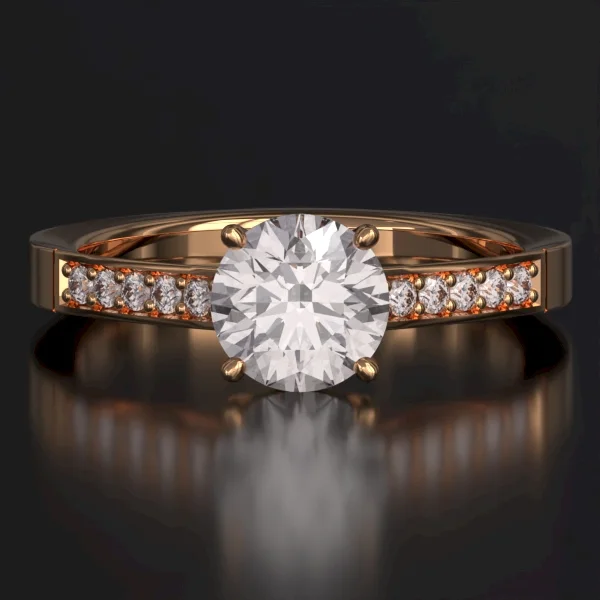 The Classic Bead Set Ring with Lab-Grown Accent Diamonds in Rose Gold