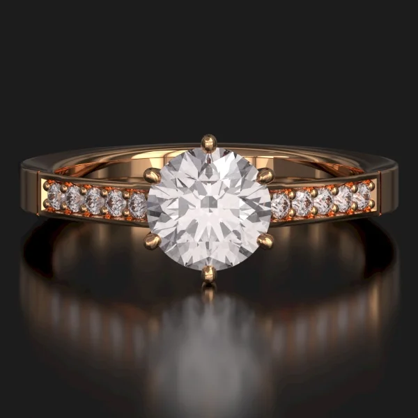 The Classic Bead Set Ring with Lab-Grown Accent Diamonds in Rose Gold