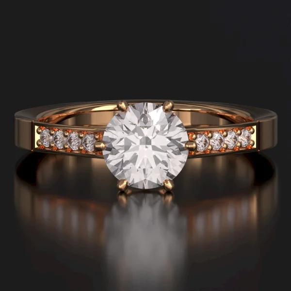 The Classic Bead Set Ring with Lab-Grown Accent Diamonds in Rose Gold
