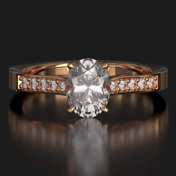 The Classic Bead Set Ring with Lab-Grown Accent Diamonds in Rose Gold