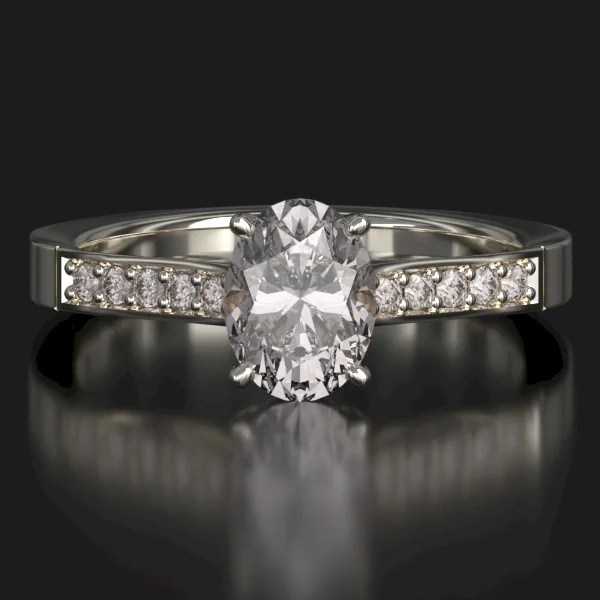 The Classic Bead Set Ring with Lab-Grown Accent Diamonds in White Gold