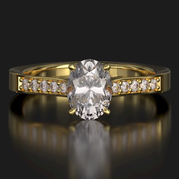 The Classic Bead Set Ring with Lab-Grown Accent Diamonds in Yellow Gold