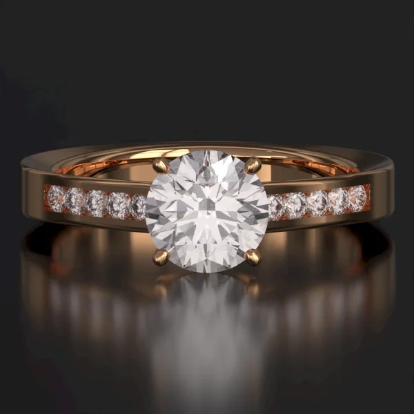 The Classic Channel Set Ring with Lab-Grown Accent Diamonds in Rose Gold