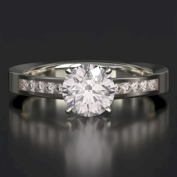 The Classic Channel Set Ring with Lab-Grown Accent Diamonds in White Gold