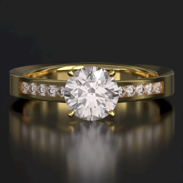 The Classic Channel Set Ring with Lab-Grown Accent Diamonds in Yellow Gold
