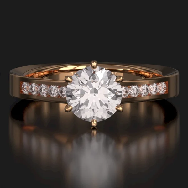 The Classic Channel Set Ring with Lab-Grown Accent Diamonds in Rose Gold