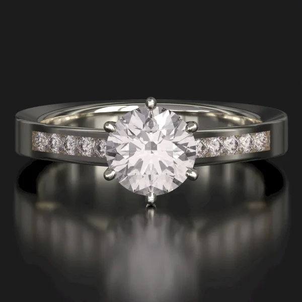 The Classic Channel Set Ring with Lab-Grown Accent Diamonds in White Gold