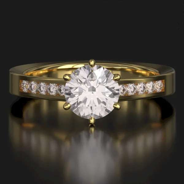 The Classic Channel Set Ring with Lab-Grown Accent Diamonds in Yellow Gold