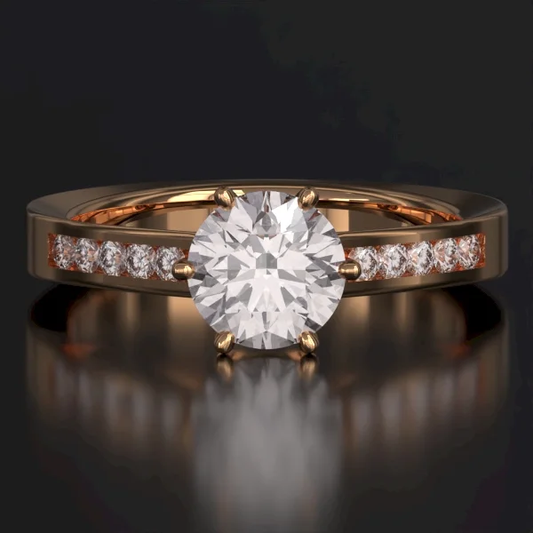 The Classic Channel Set Ring with Lab-Grown Accent Diamonds in Rose Gold