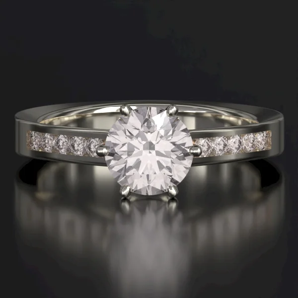 The Classic Channel Set Ring with Lab-Grown Accent Diamonds in White Gold