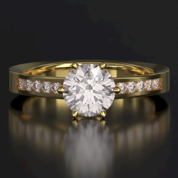 The Classic Channel Set Ring with Lab-Grown Accent Diamonds in Yellow Gold