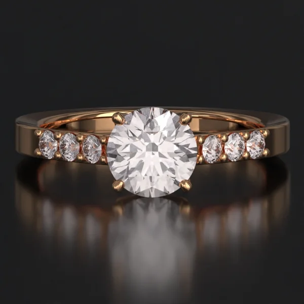 The United Surface Prong Set Ring with Lab-Grown Accent Diamonds in Rose Gold