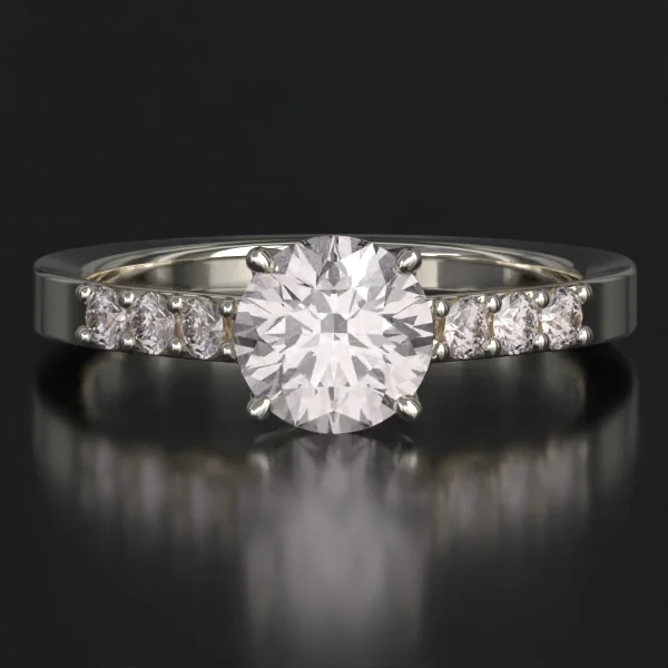 The United Surface Prong Set Ring with Lab-Grown Accent Diamonds in White Gold