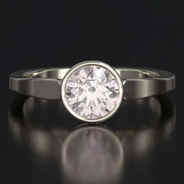 The Bold Bezel Flair Solitaire Ring in White Gold